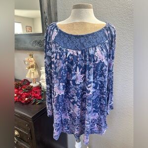 World Unity purple floral blouse XL